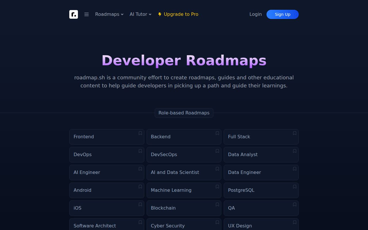 Screenshot of Roadmap.sh