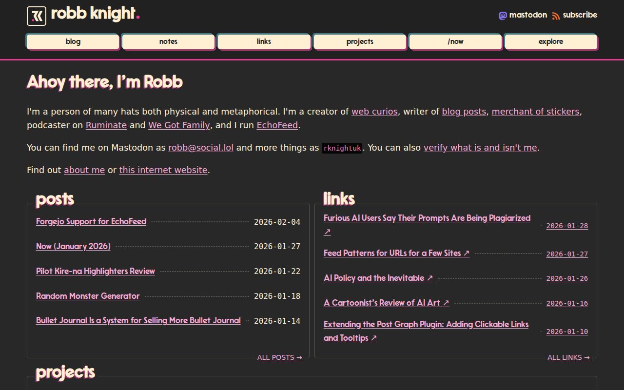 Screenshot of Robb Knight