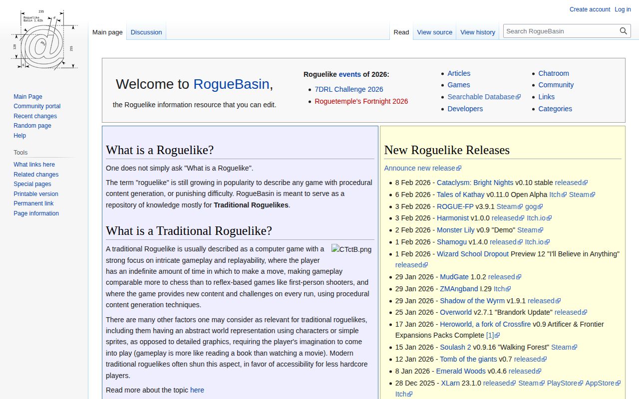 Screenshot of RogueBasin