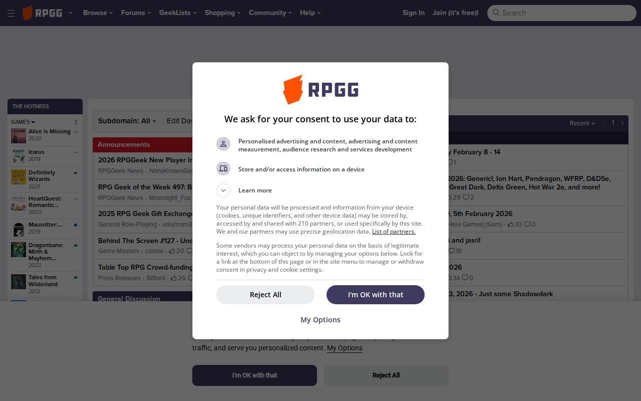 Screenshot of RPGGeek