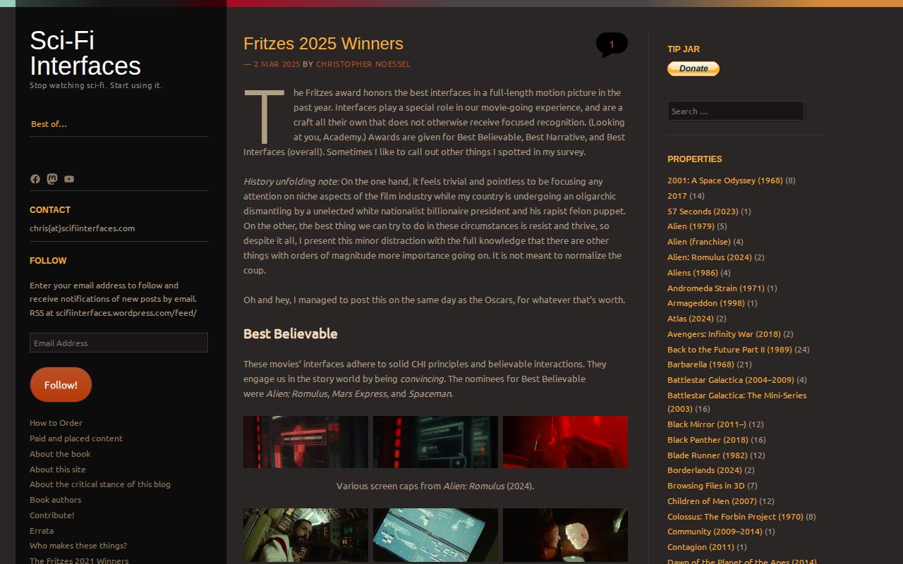 Screenshot of Sci-Fi Interfaces