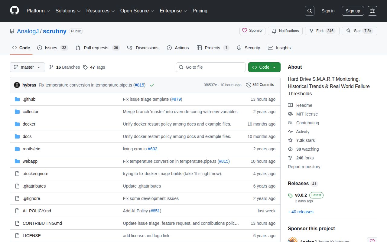 Screenshot of Scrutiny