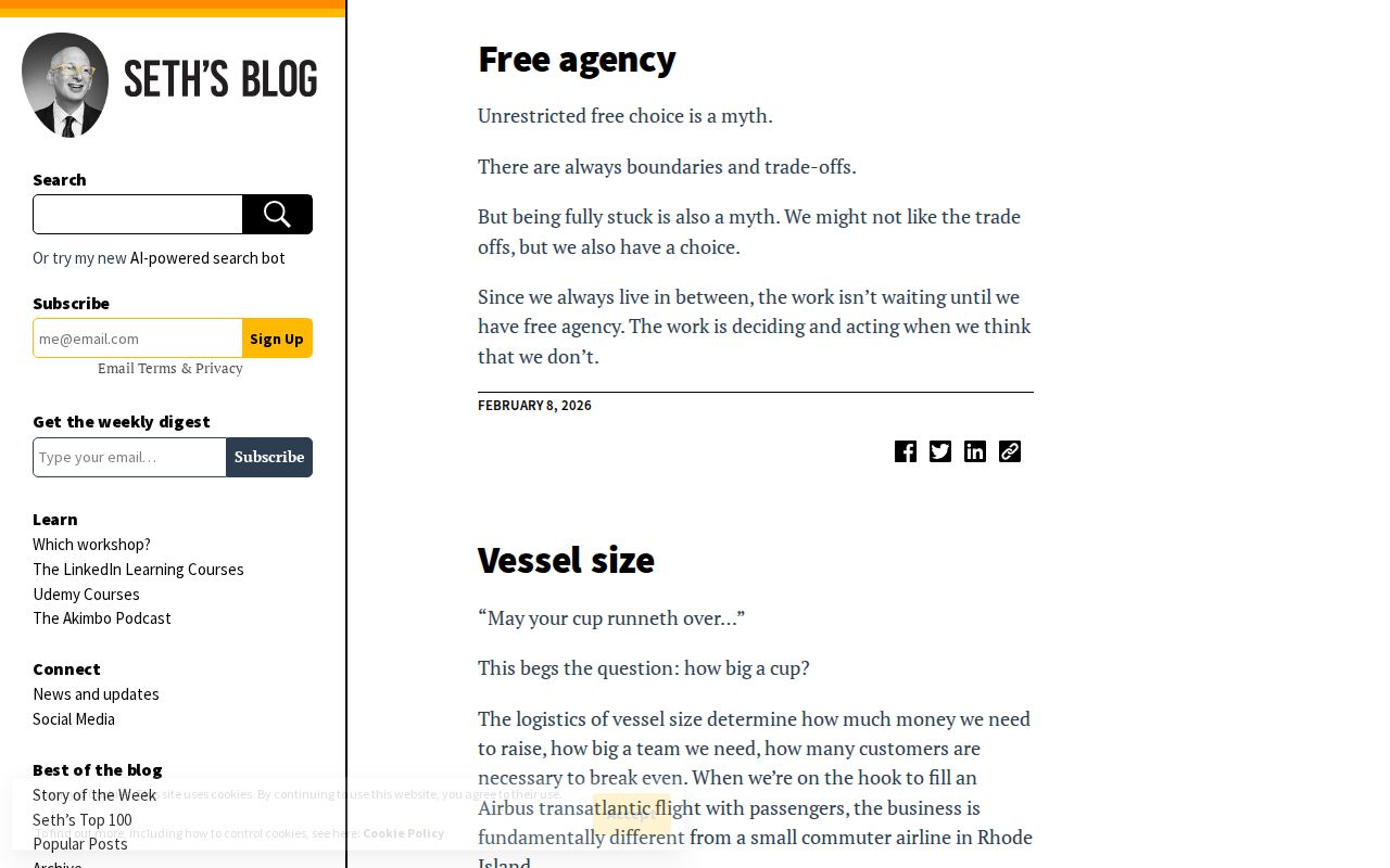 Screenshot of Seth's Blog