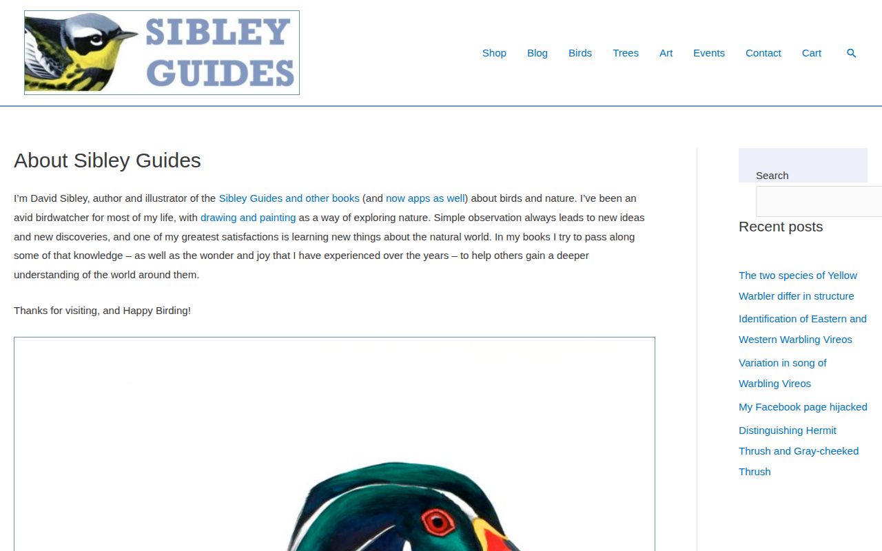Screenshot of Sibley Guides