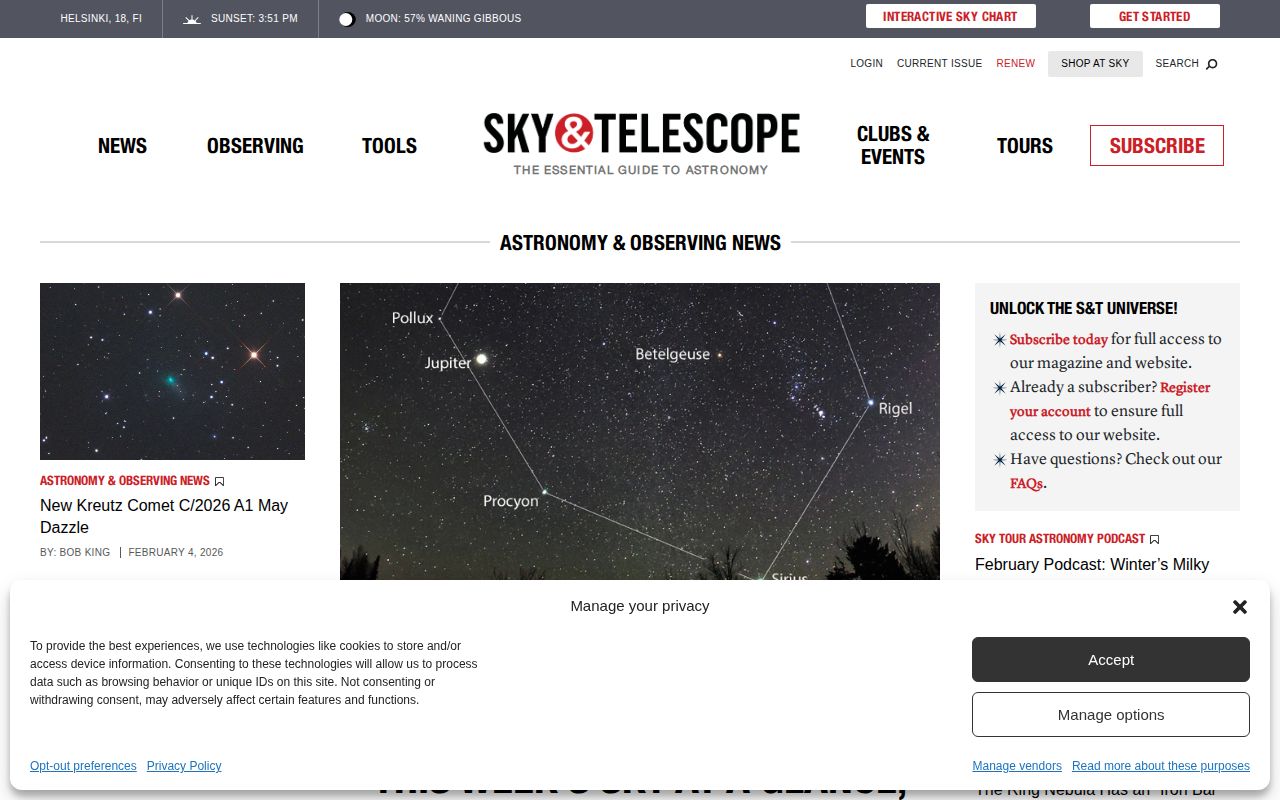 Screenshot of Sky & Telescope