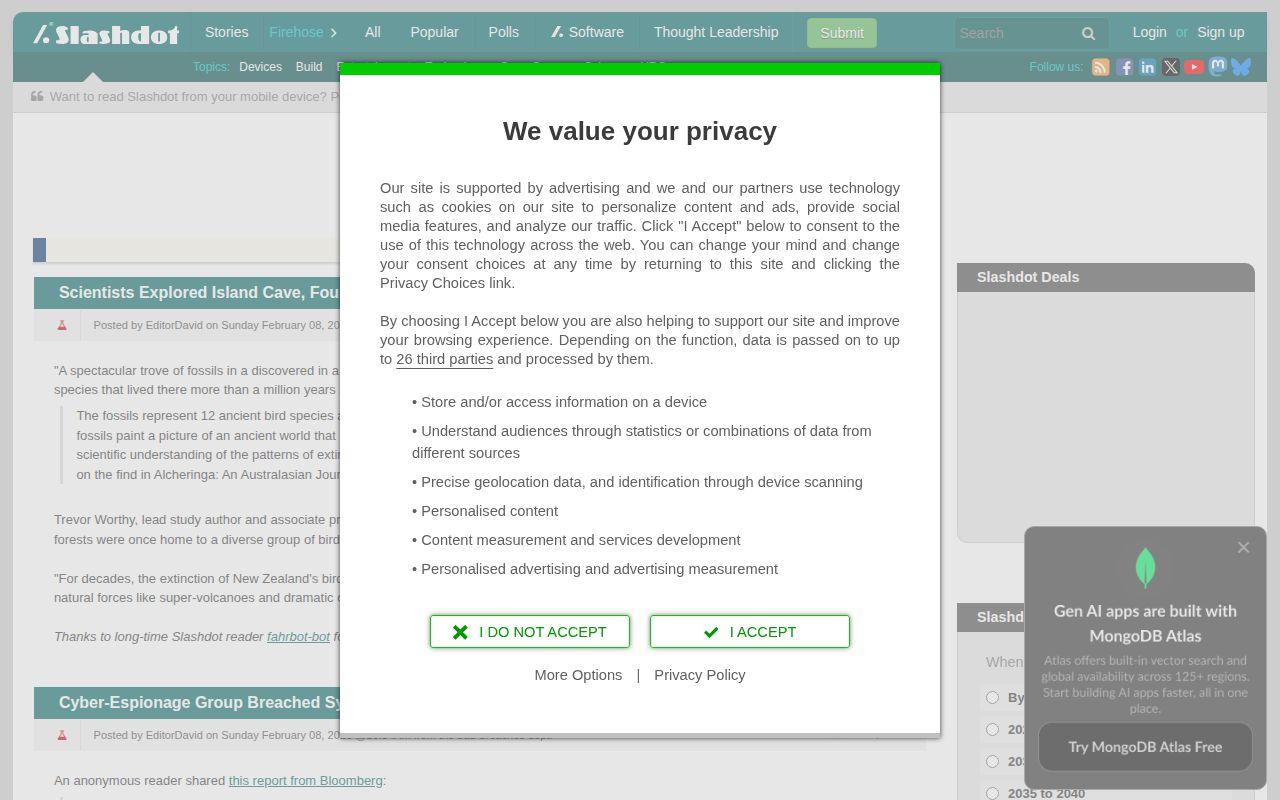 Screenshot of Slashdot