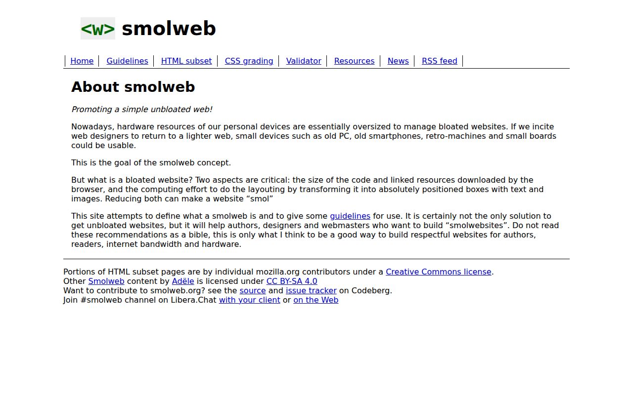 Screenshot of Small Web