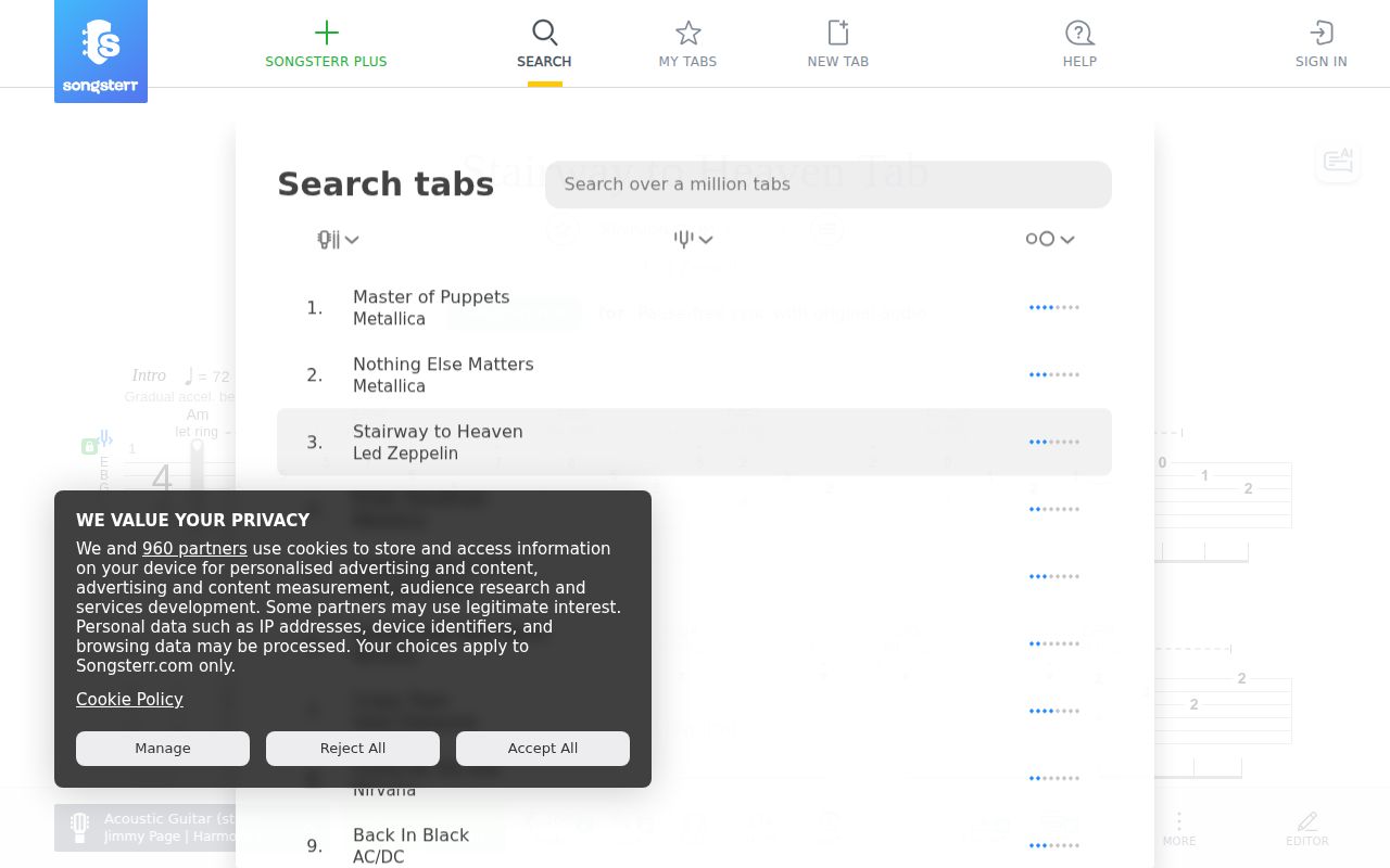 Screenshot of Songsterr