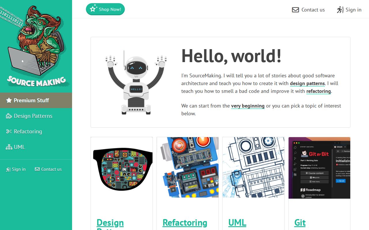 Screenshot of SourceMaking