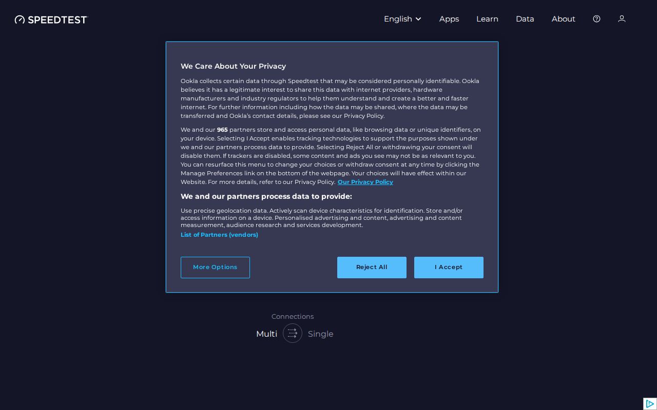 Screenshot of Speedtest