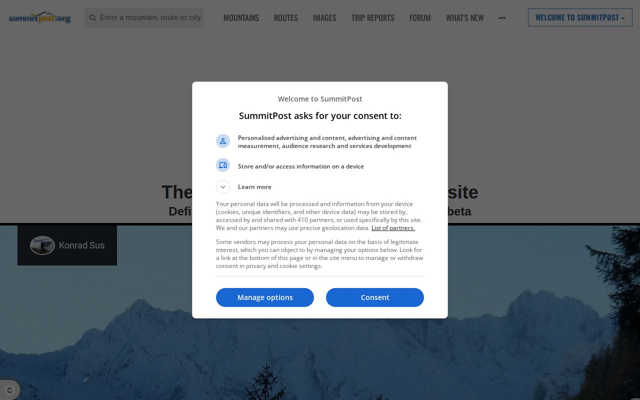 Screenshot of SummitPost