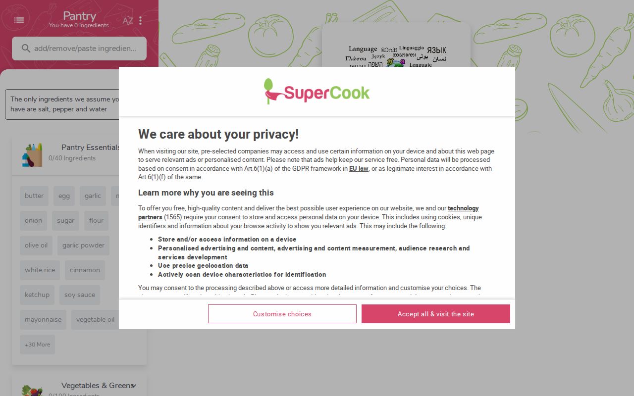 Screenshot of Supercook