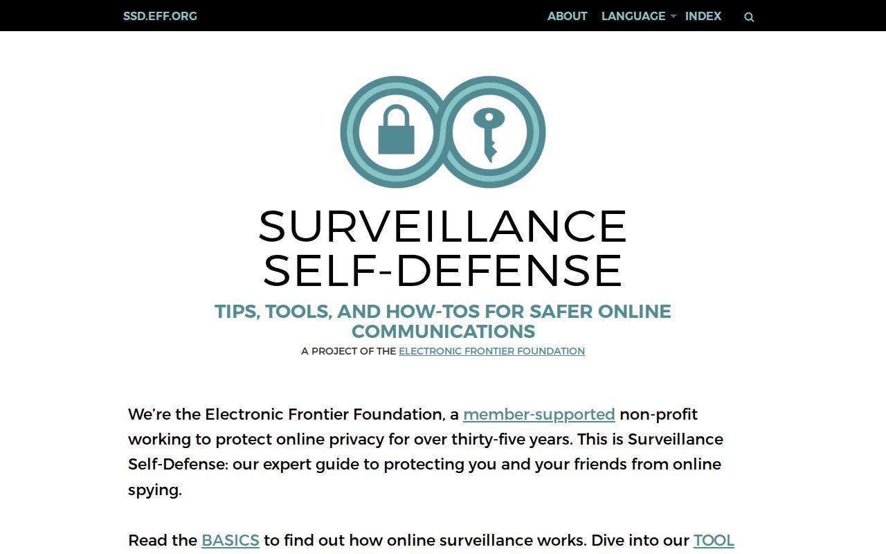 Screenshot of Surveillance Self-Defense