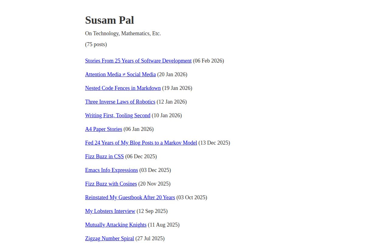 Screenshot of Susam Pal