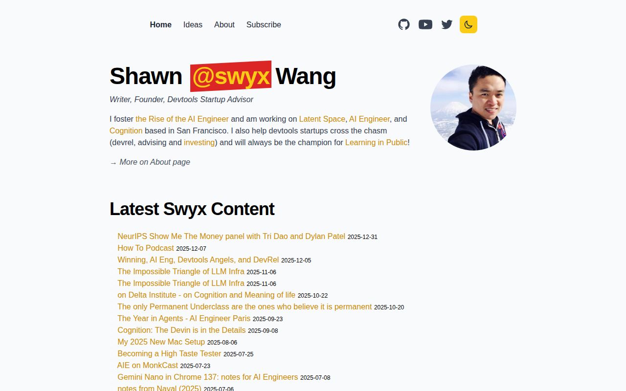 Screenshot of swyx.io