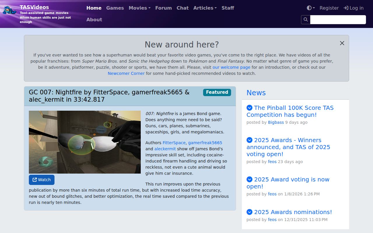 Screenshot of TASVideos