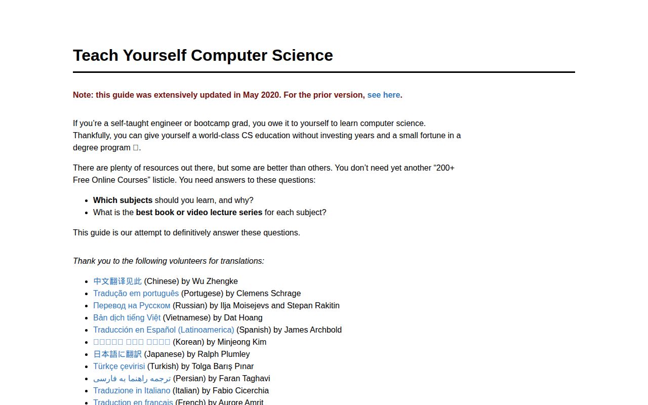 Screenshot of Teach Yourself CS