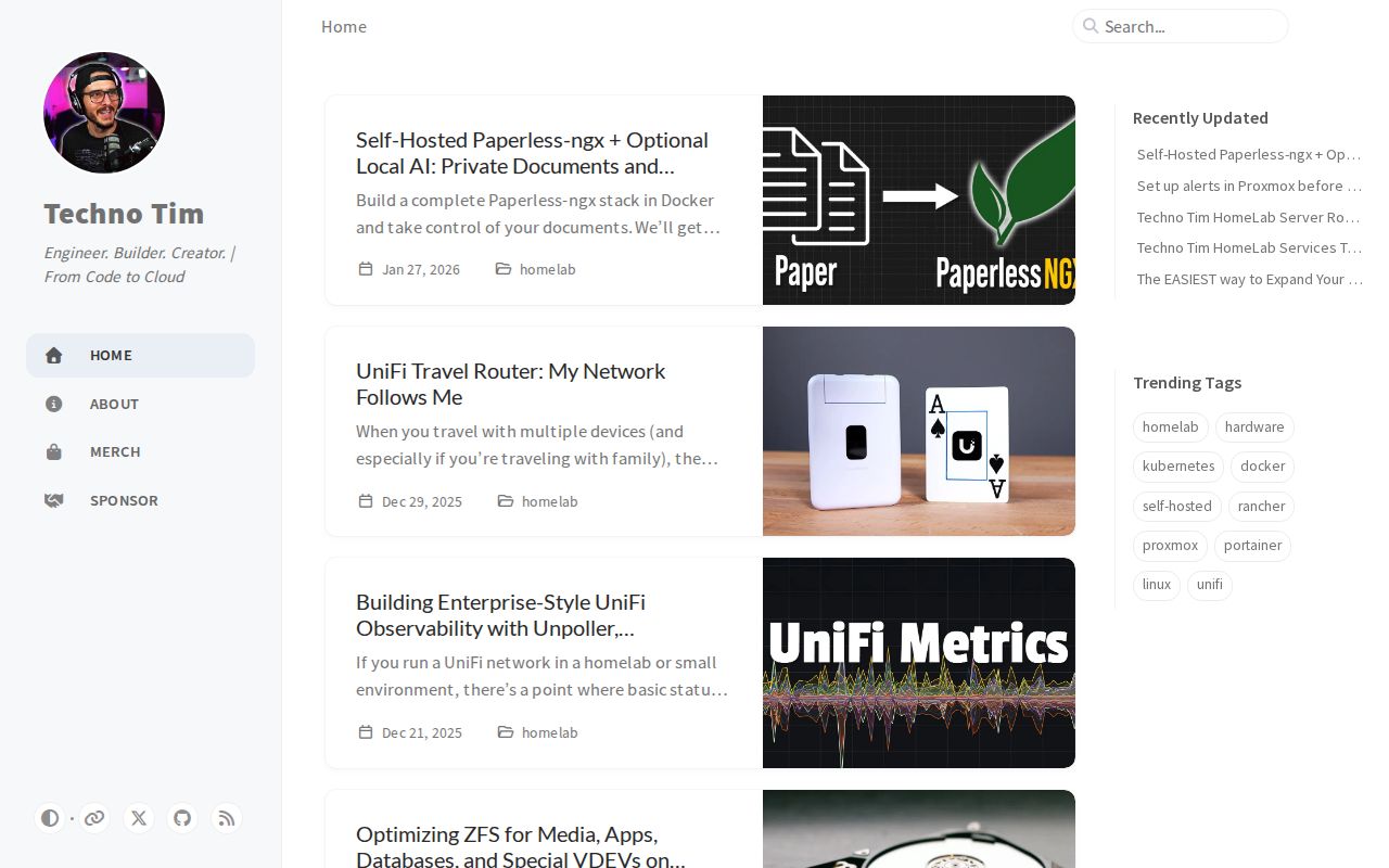 Screenshot of Techno Tim Docs