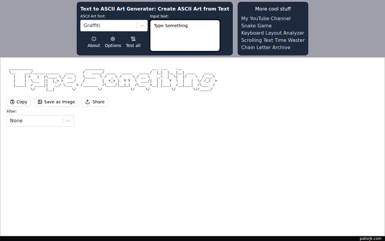 Screenshot of Text to ASCII Art