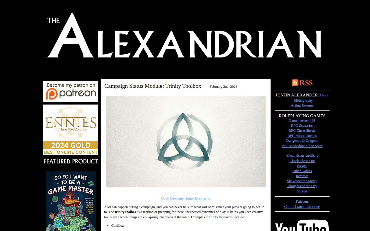 Screenshot of The Alexandrian