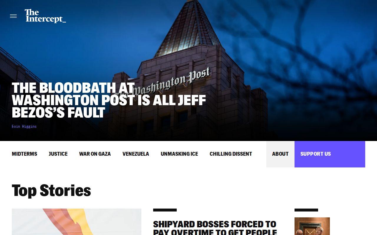 Screenshot of The Intercept