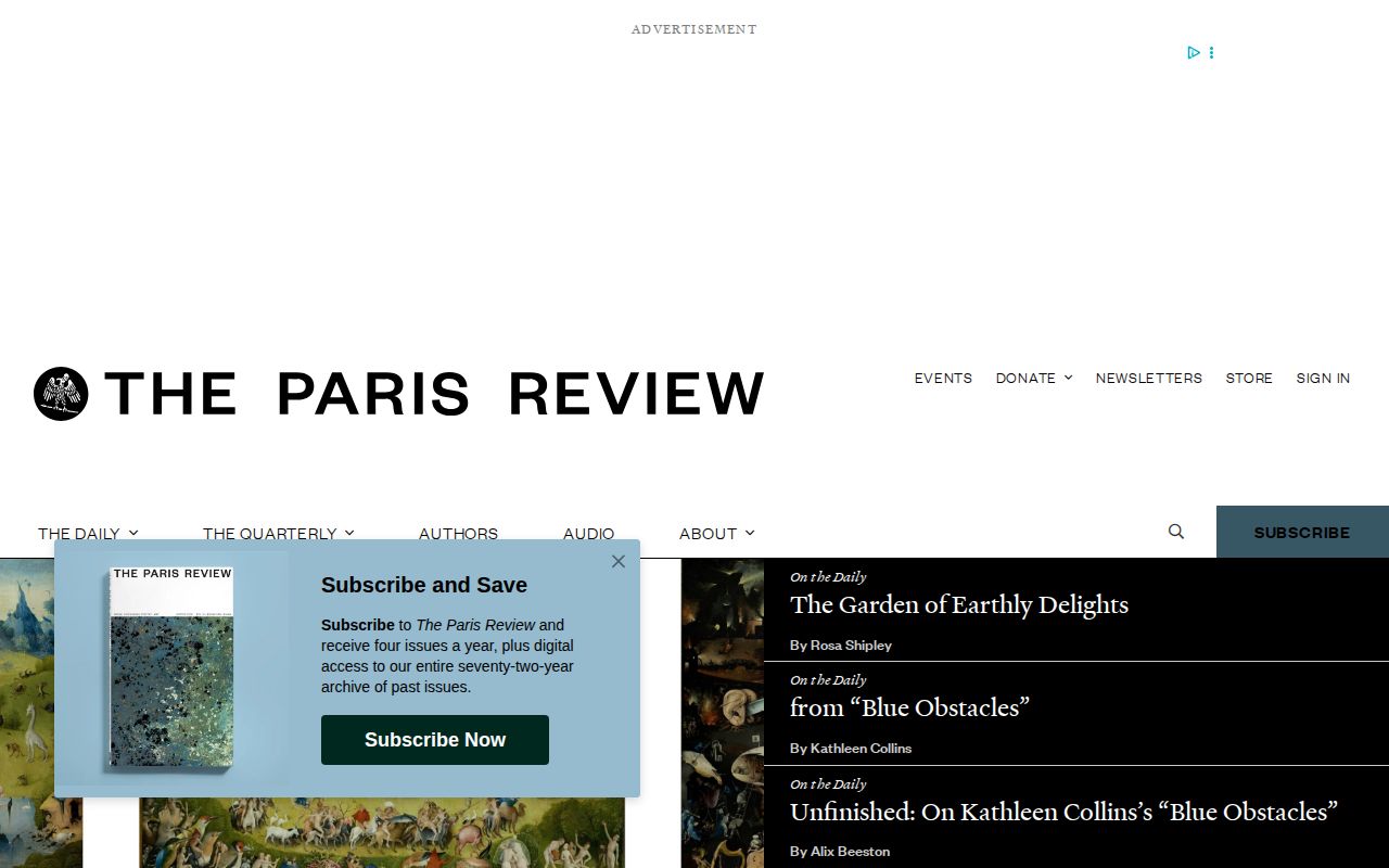 Screenshot of The Paris Review
