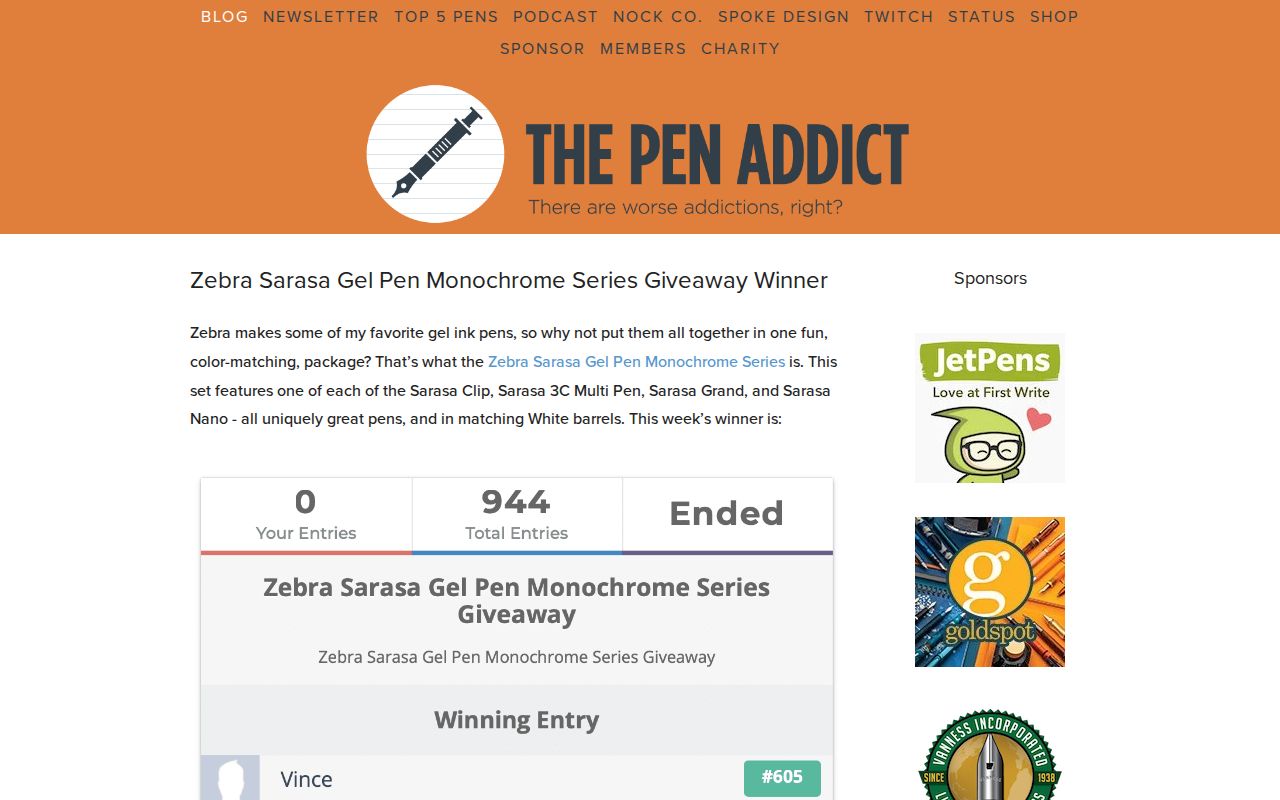 Screenshot of The Pen Addict