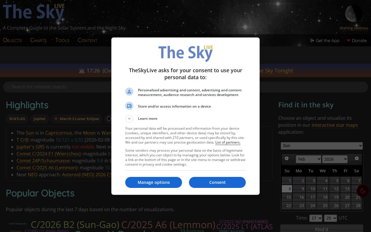 Screenshot of The Sky Live