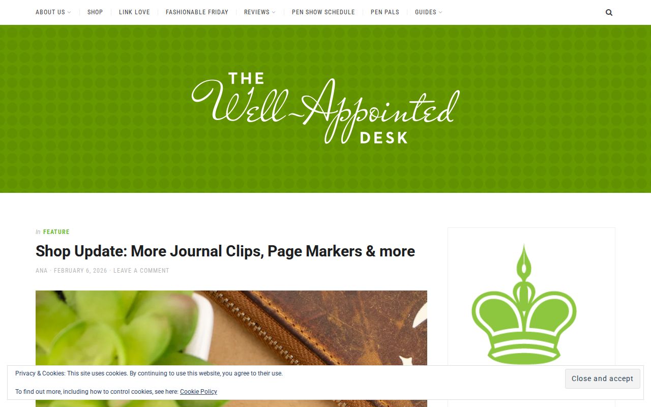 Screenshot of The Well-Appointed Desk