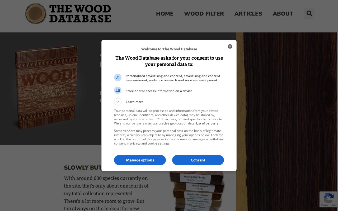 Screenshot of The Wood Database
