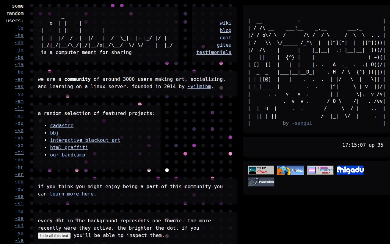 Screenshot of Tilde Town