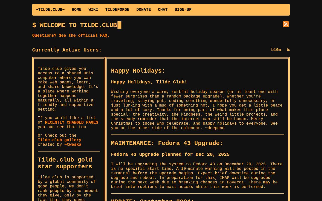Screenshot of tilde.club