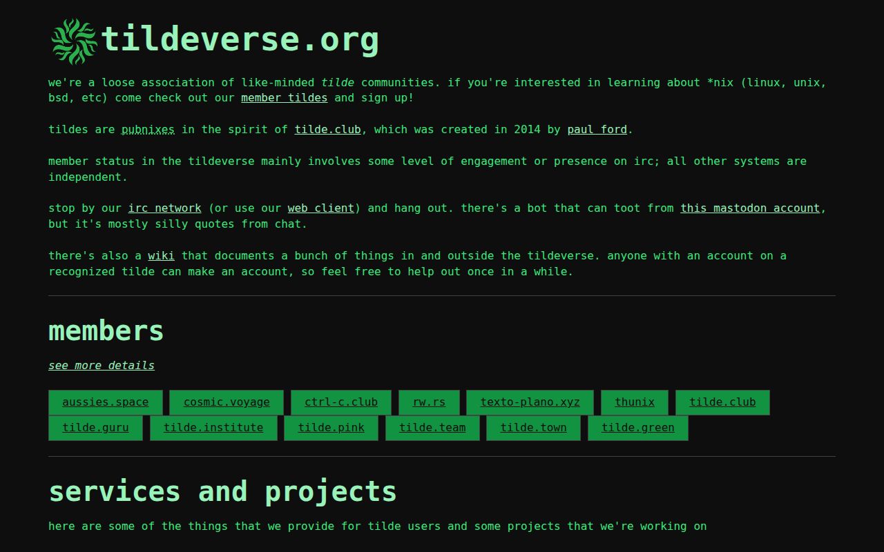 Screenshot of Tildeverse