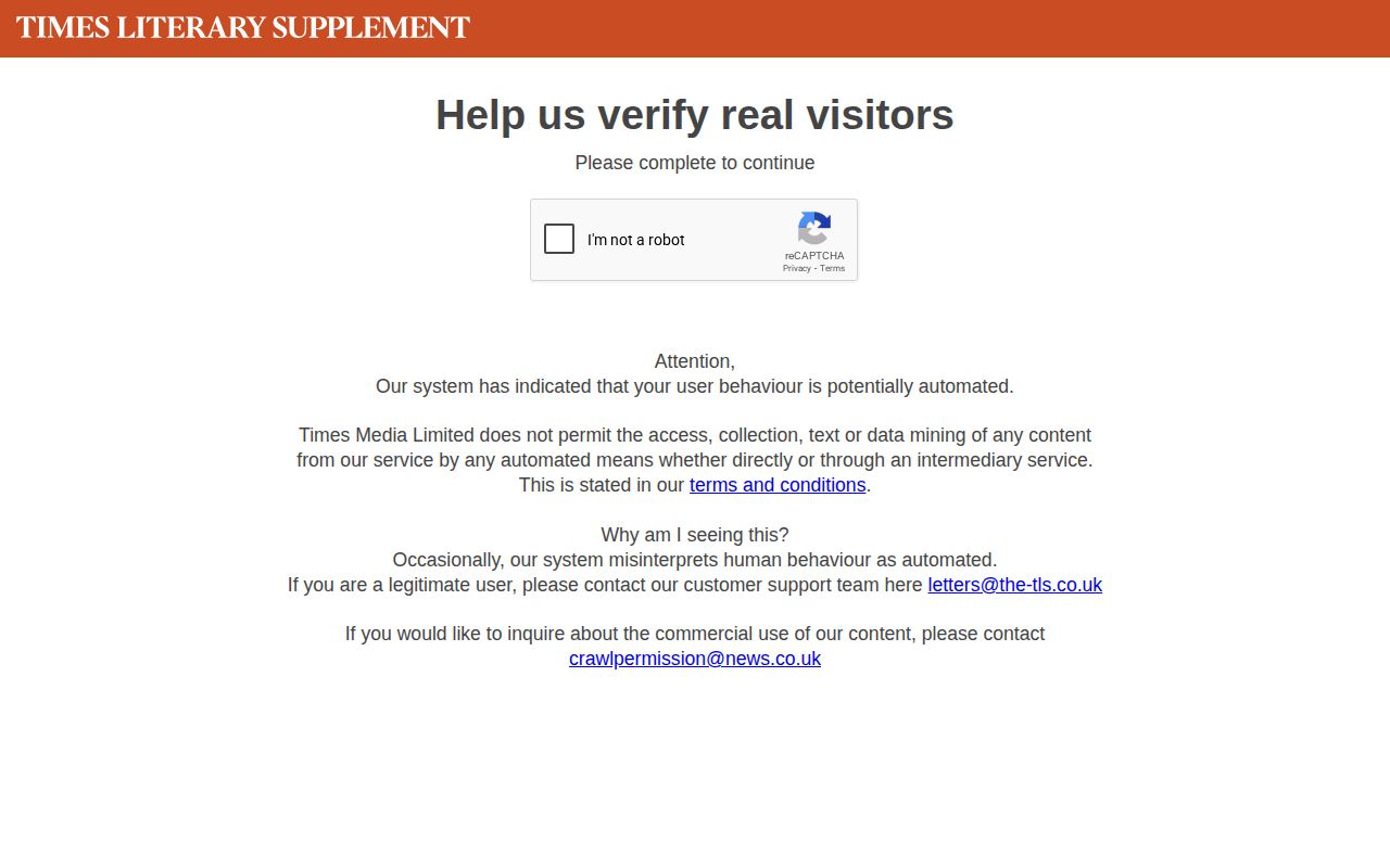 Screenshot of Times Literary Supplement