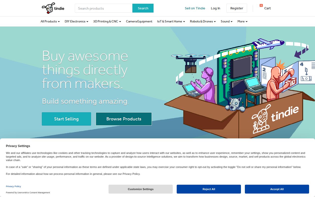 Screenshot of Tindie