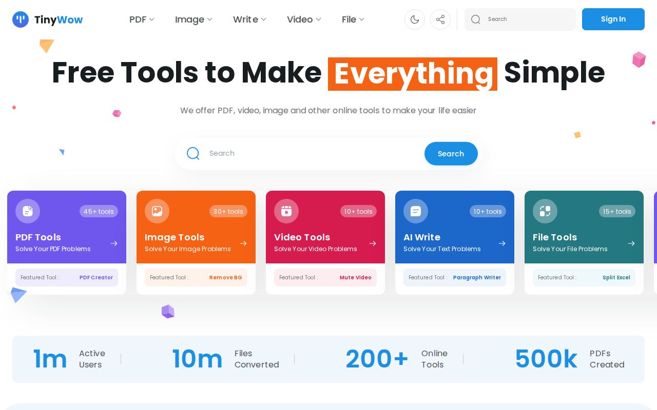 Screenshot of TinyWow