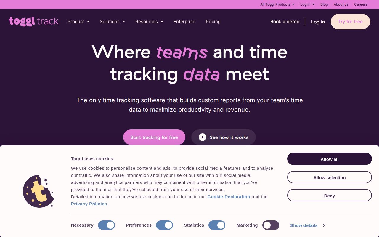 Screenshot of Toggl Track