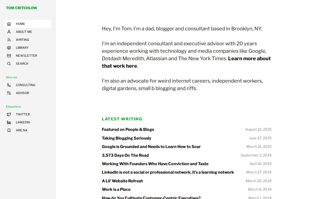 Screenshot of Tom Critchlow