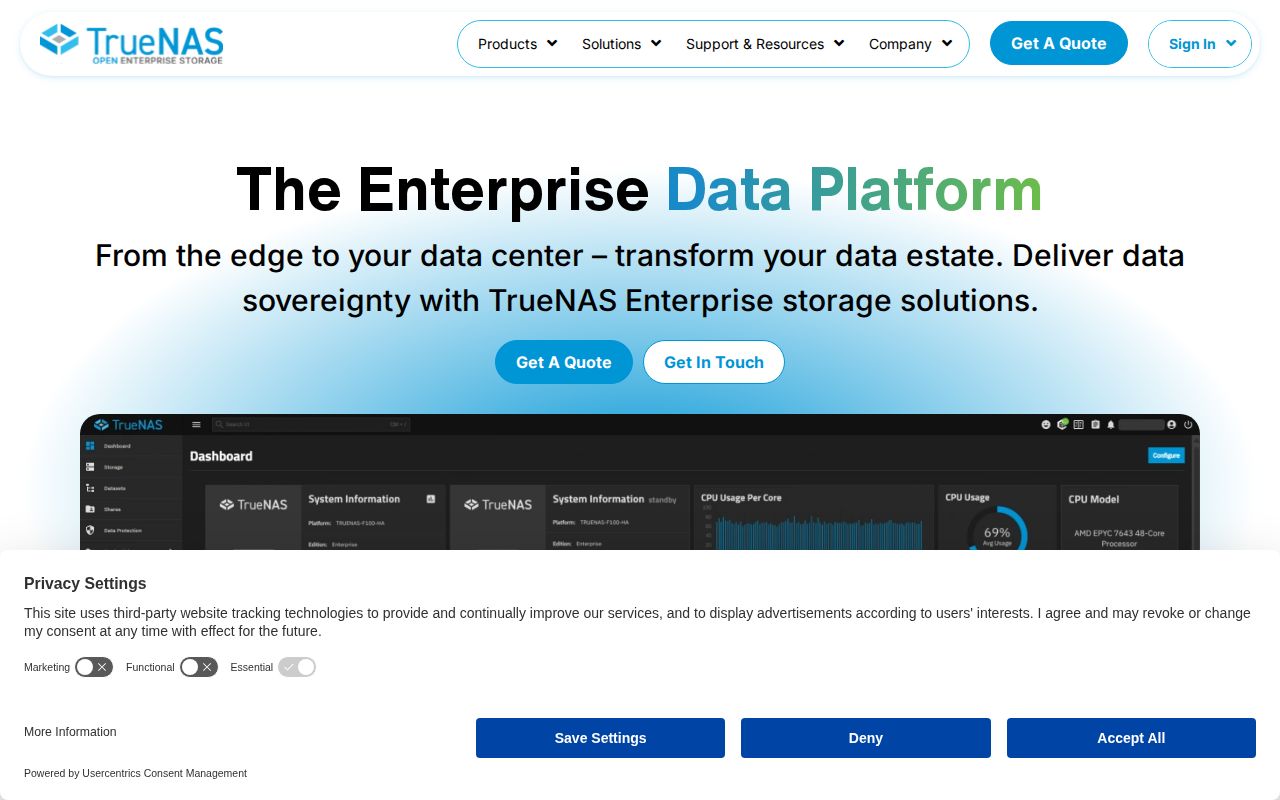 Screenshot of TrueNAS