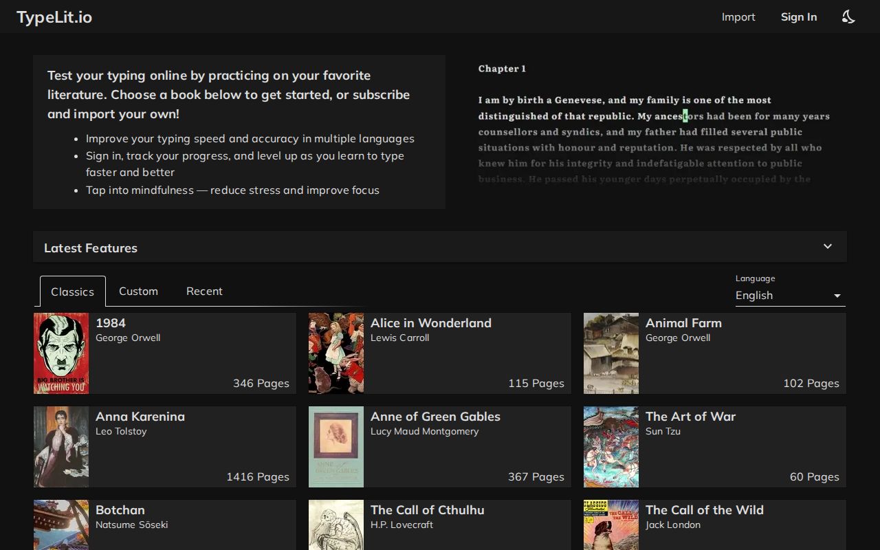Screenshot of TypeLit