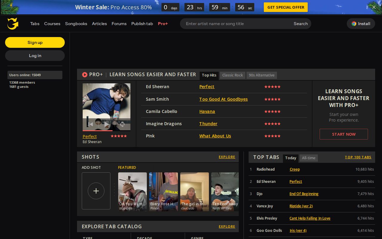 Screenshot of Ultimate Guitar