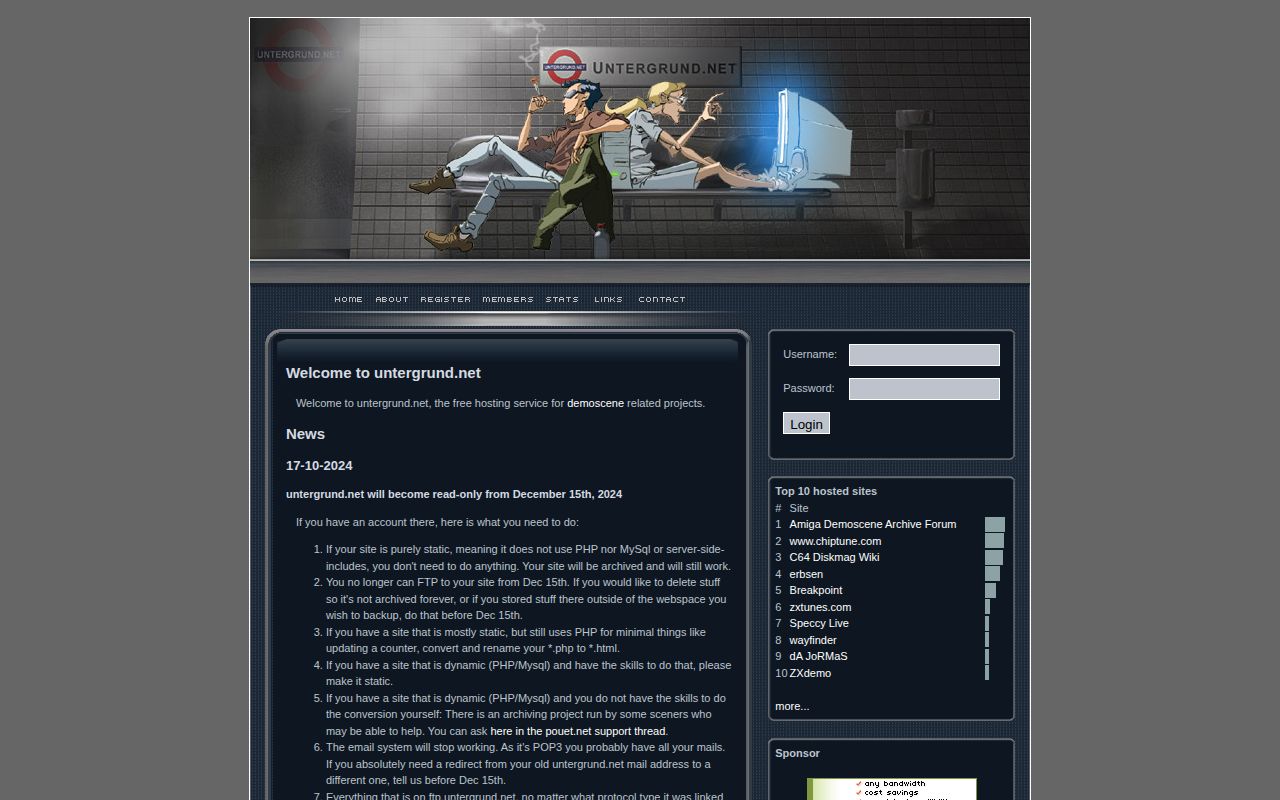 Screenshot of untergrund.net