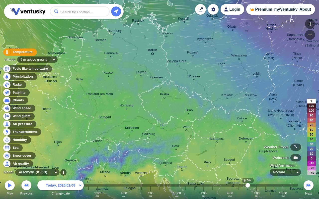 Screenshot of Ventusky