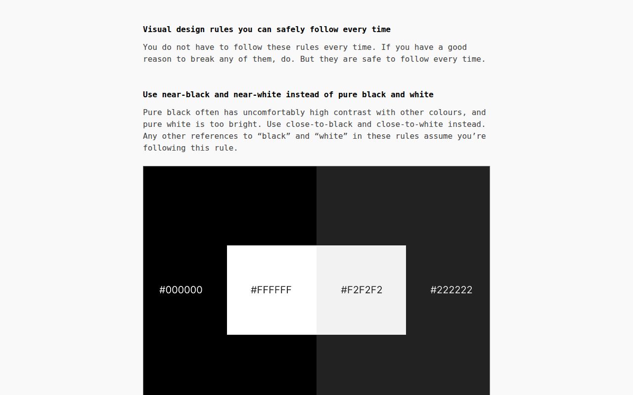 Screenshot of Visual Design Rules