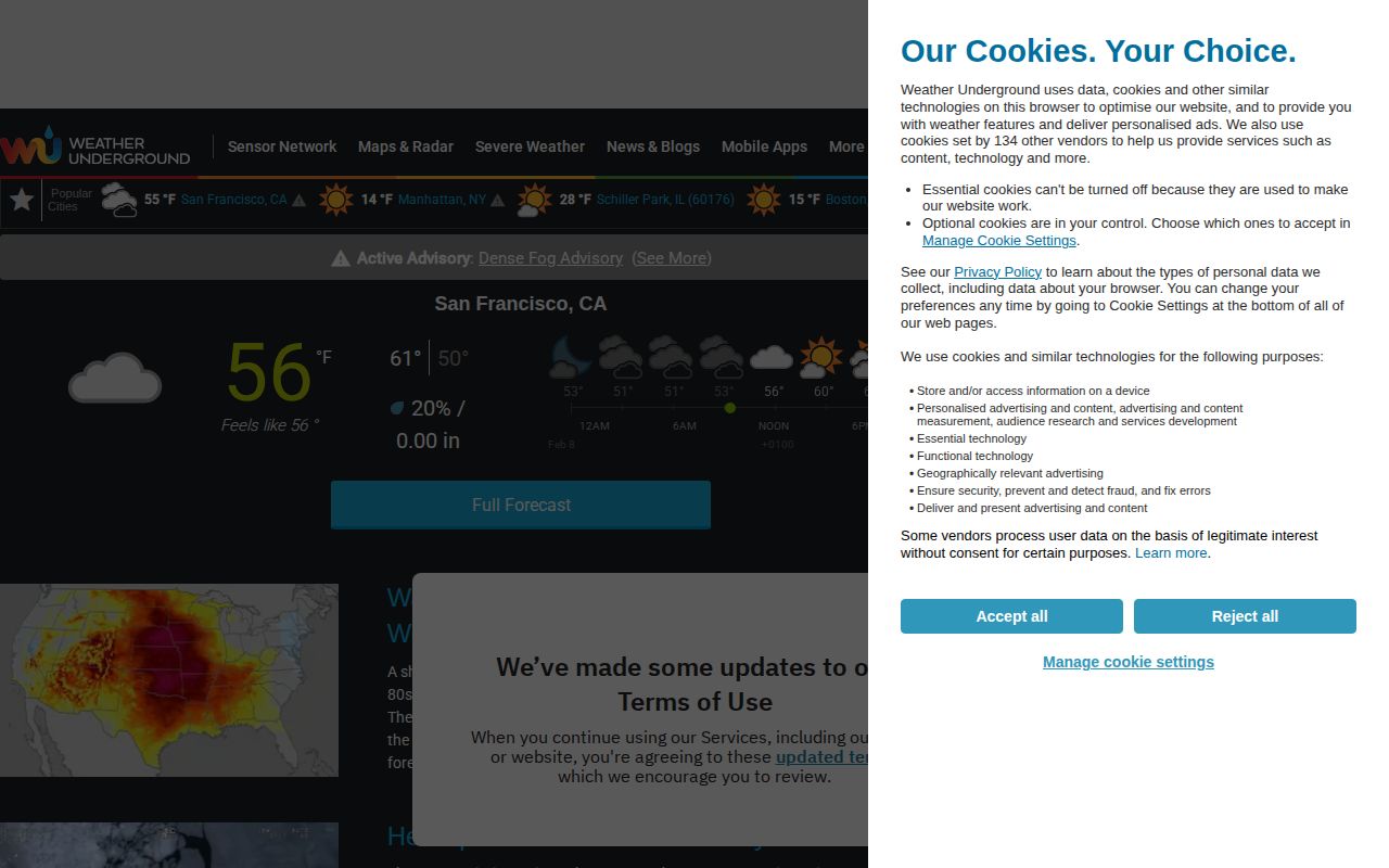 Screenshot of Weather Underground