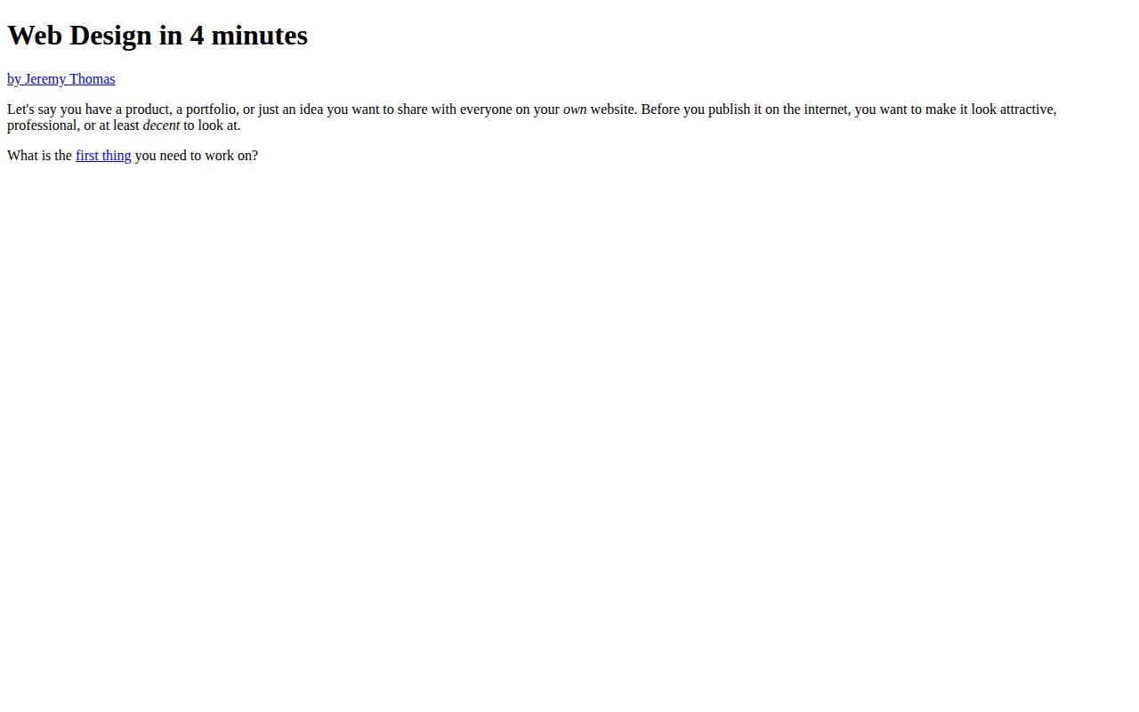 Screenshot of Web Design in 4 Minutes
