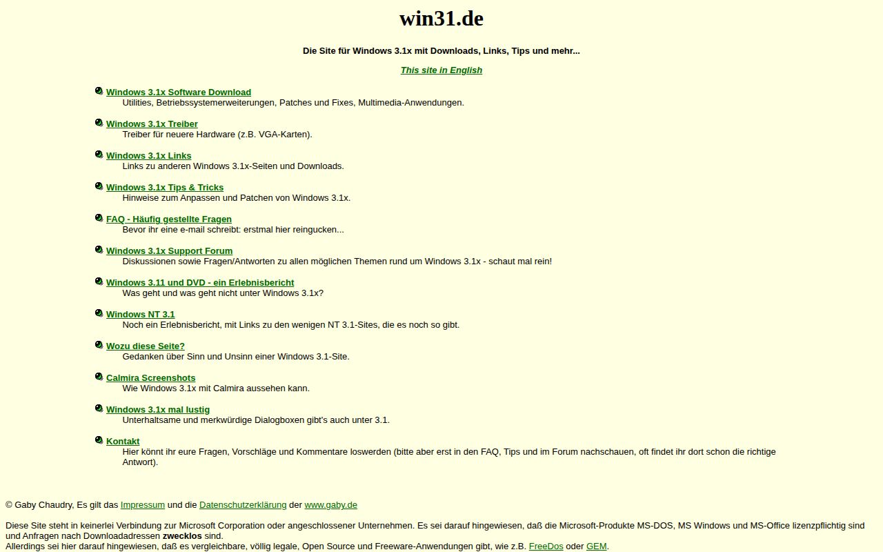 Screenshot of Windows 3.1 Online