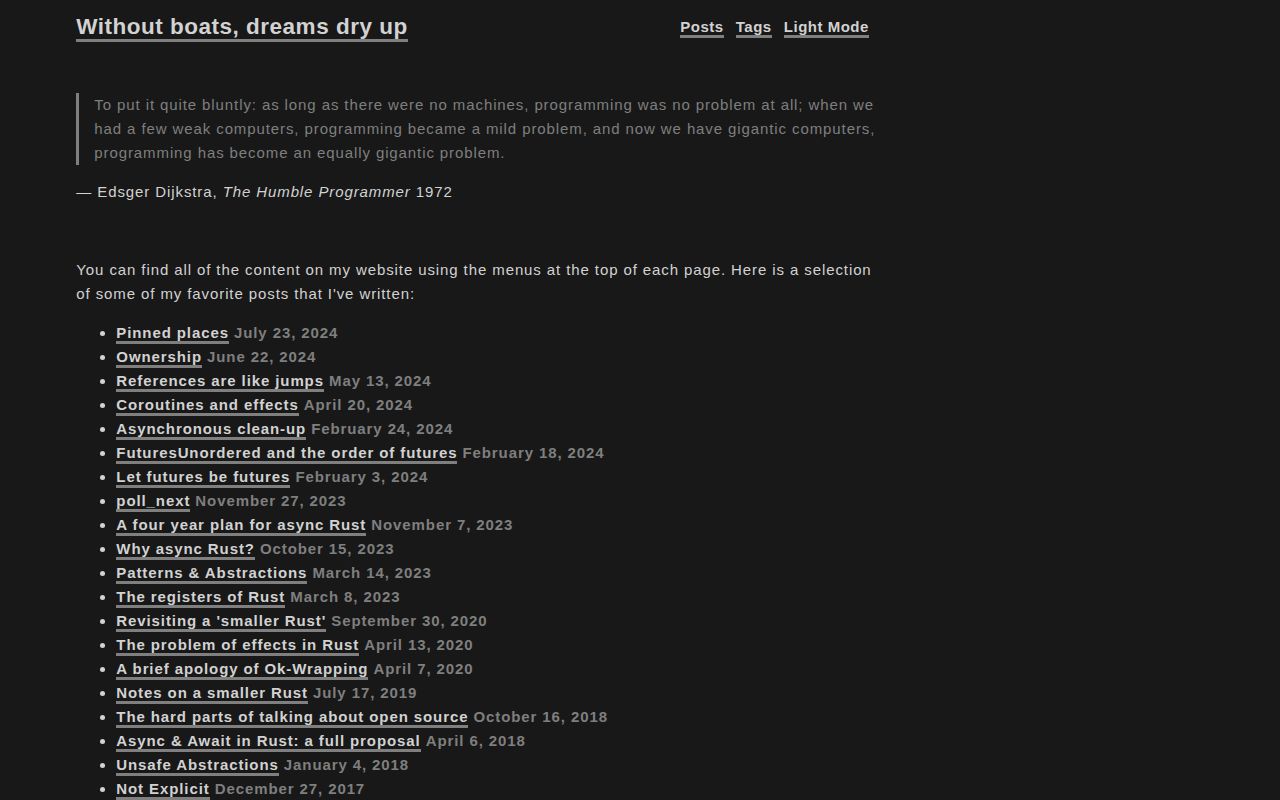 Screenshot of without.boats