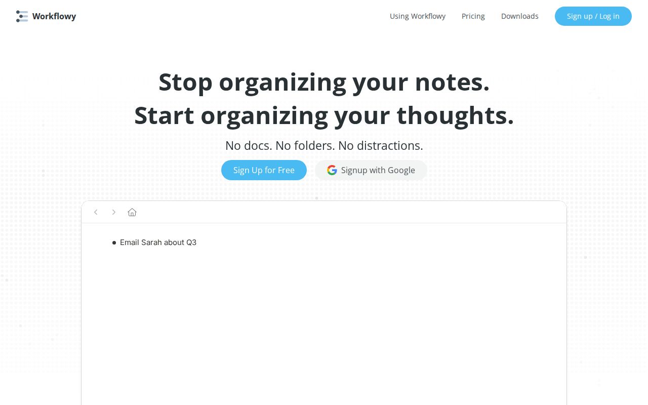 Screenshot of Workflowy