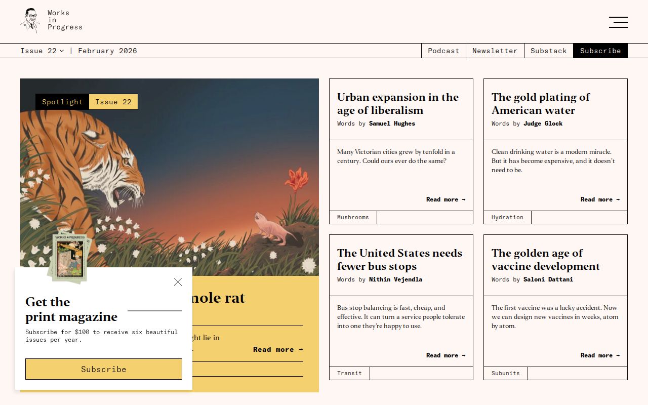 Screenshot of Works in Progress